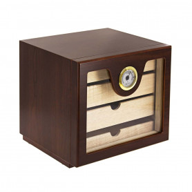 Humidor per sigari Eitida, custodia per 25-50 sigari, piano in vetro  temperato, scatola portaoggetti realizzata a mano in legno di cedro  spagnolo con