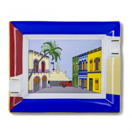 Ashtray Cigar Cuban House Porcelain Elie Bleu