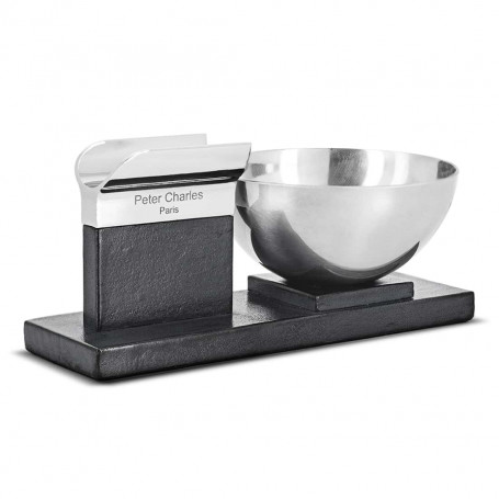 Peter Charles Black Leather Cigar Ashtray Solitaire