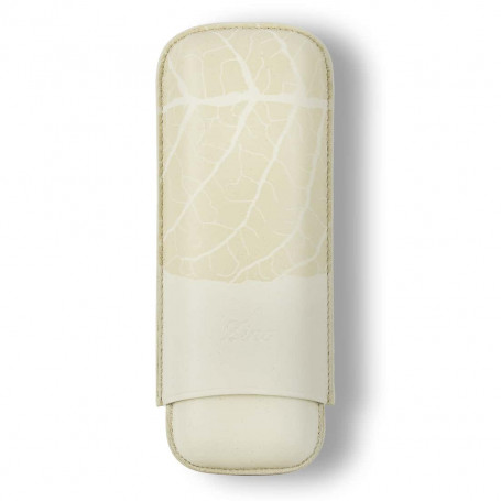 Etui 2 Cigares Cuir Beige Feuille de Tabac Zino