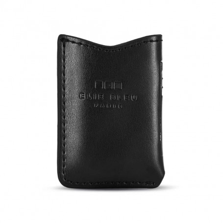 Estuche de cuero negro Elie azul para encendedor Plano