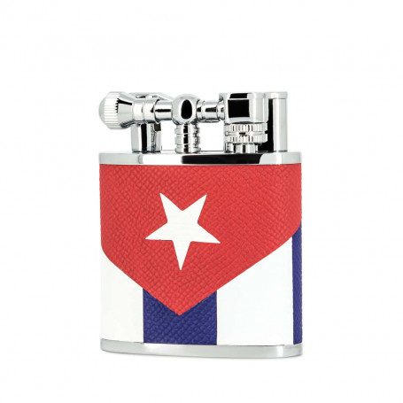 Tischfeuerzeug Leder Kubanische Flagge Peter Charles Paris