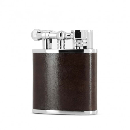 Brown leather table lighter Peter Charles Paris
