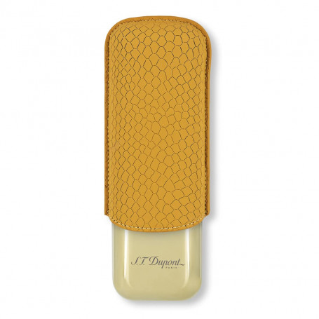 Astuccio per sigari S.T. Dupont 2 sigari, design a scaglie di miele con finitura dorata