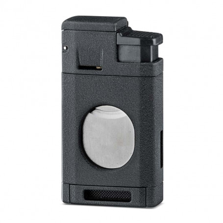 2-in-1 Triple Flame Matte Black Lighter and Integrated Cigar Cutter