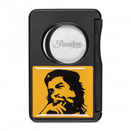Cortador de charutos em amarelo mate e preto com motivo Che Guevara