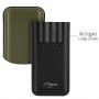 Triple Cigar Case S.T. Dupont, Khaki Leather with Matte Black Metal Details