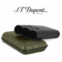 Triple Cigar Case S.T. Dupont, Khaki Leather with Matte Black Metal Details