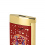 Isqueiro S.T. Dupont Slim 7, design de dragão vermelho e acabamento dourado