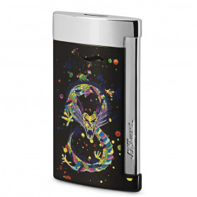 Briquet S.T. Dupont Slim 7, Design Dragon Noir et Finition Chromé