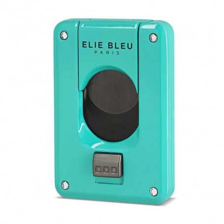 Cigar cutter Elie Bleu Double Blade Black finish Turquoise lacquered