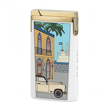 Briquet Elie Bleu J15 Casa Cubana Blanc Or - Série Limitée