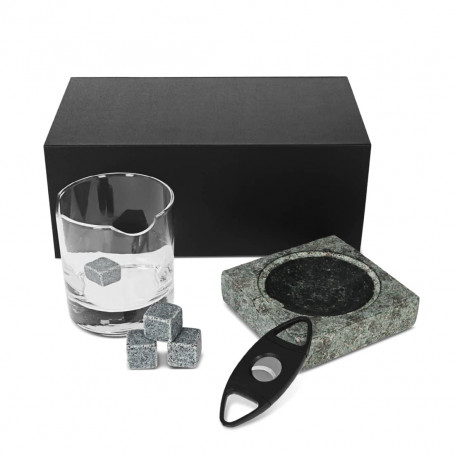 Coffret granit : accessoires pour cigares et whisky