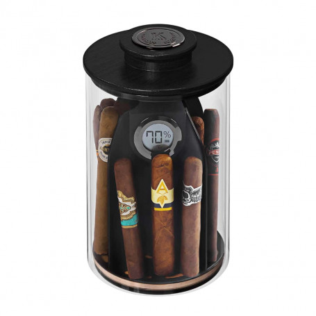 Tarro cilíndrico para puros en vidrio negro mate
