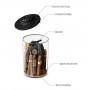 Cylindrical cigar jar in matt black glass
