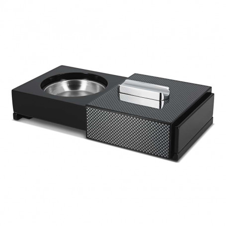 Aschenbecher und Zigarrenablage Ausziehbar Carbon Finish