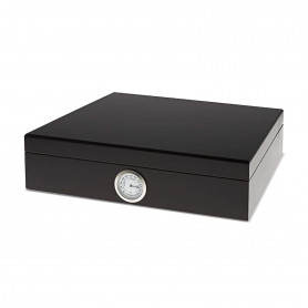 Black Movel cigar box with humidifier and hygrometer