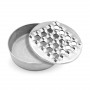 Round cigar ashtray in polished aluminum The Grid
