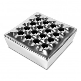 The Grid polished aluminium square ashtray with grid