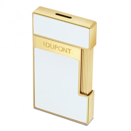 Diseño blanco con detalles dorados del encendedor Slimmy S.T. Dupont