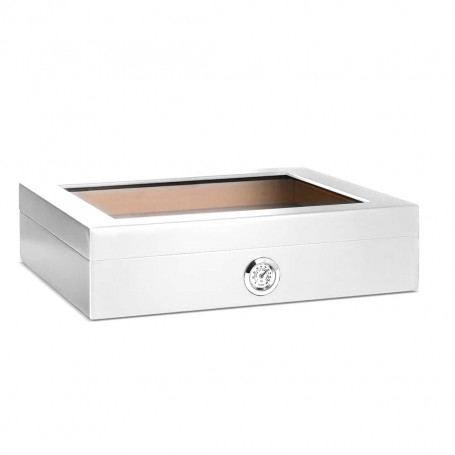 Boîte à cigares blanche vitrée – Finition mat et intérieur cèdre