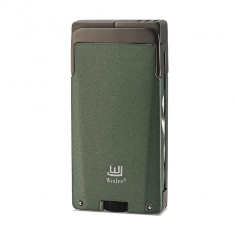 Briquet cigare double flamme avec accessoires intégrés vert
