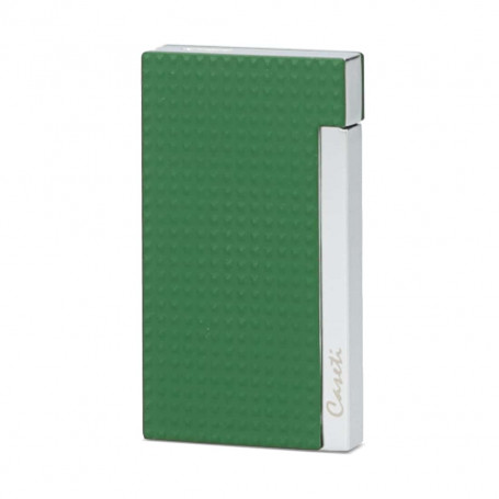 Briquet Caseti Vert Texturé et Chrome