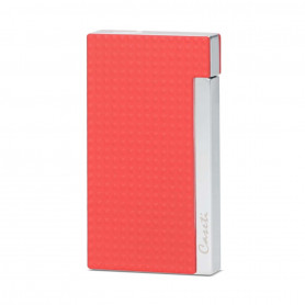 Briquet cigare Caseti Rouge texturé et chrome