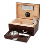 Humidor de madeira castanha e acessórios